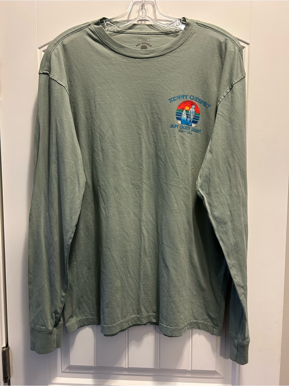 Kenny Chesney 'Sun Goes Down' Concert Long Sleeve Tee - Sage Green Large EUC